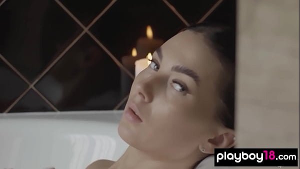 Big tits Latvian teen Simone drops off her robe and takes a romantic bath